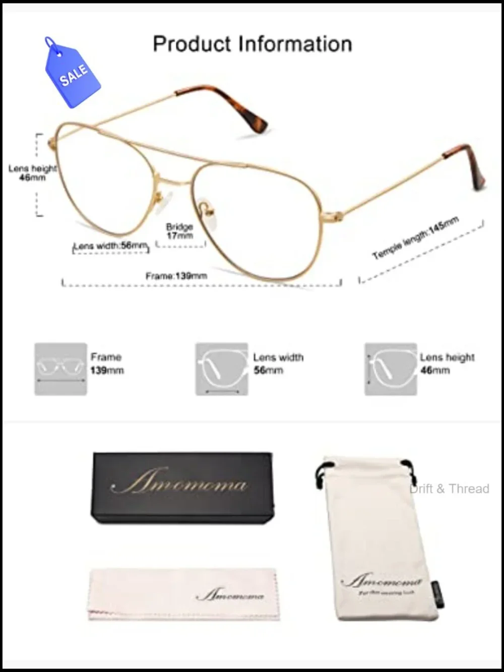 3-Pack Retro Aviator Reading Glasses Blue Light Blocking Square Metal Readers